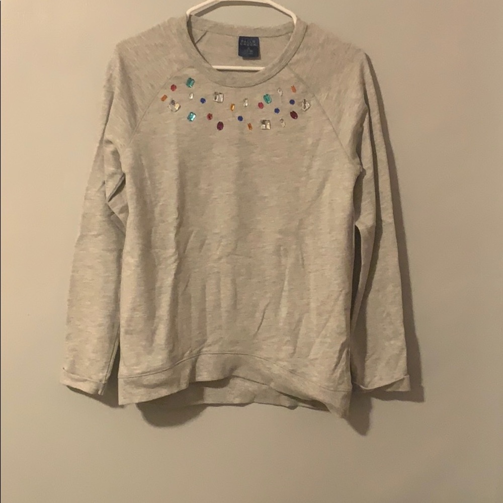 XL (14-16) grey crew neck with gems